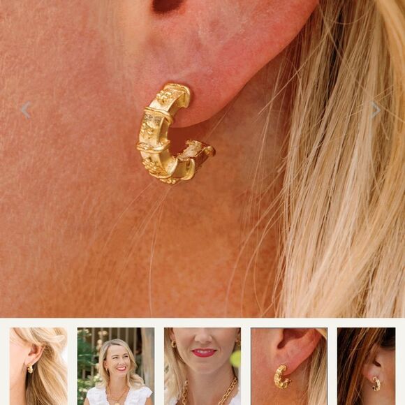 Susan Shaw Gold Textured Hoop Earrings - Picture 2 of 2